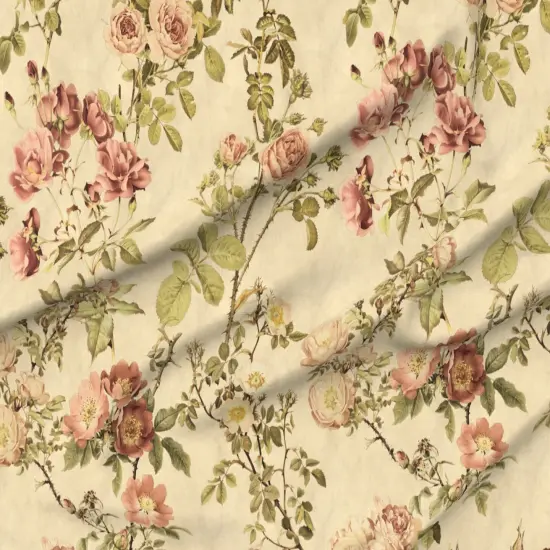 Various Fabrics by the Yard or Fat Quarter Vintage Botanical Chintz Old Fashioned Floral English Garden Victorian Rose Custom Printed Fabric by Spoonflower {6}