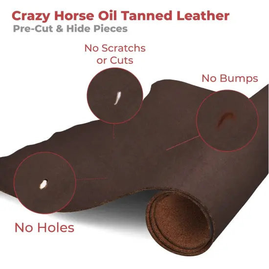 ELW Crazy Horse Leather 5-6 OZ (2-2.4mm) Full Grain Cowhide Handmade Leather for DIY, Crafts, Sheaths, Sewing, Workshop {5}