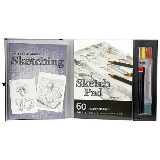 SpiceBox Masterclass Sketching Styles and Techniques Adult Art Craft Kit, Pad, Pencils {3}