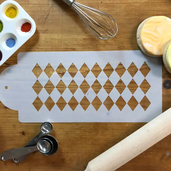 Small Harlequin Cake Stencil Side | C557 by Designer Stencils | Cake Decorating Tools | Baking Stencils for Royal Icing, Airbrush, Dusting Powder | Reusable Plastic Food Grade Stencil for Cakes | Easy to Use & Clean Cake Stencil {3}