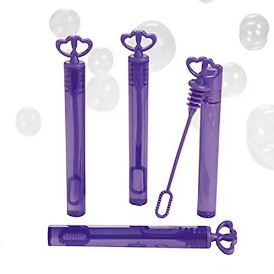 24 Purple Heart Tube Bubbles - Great Wedding And Party Favors {1}