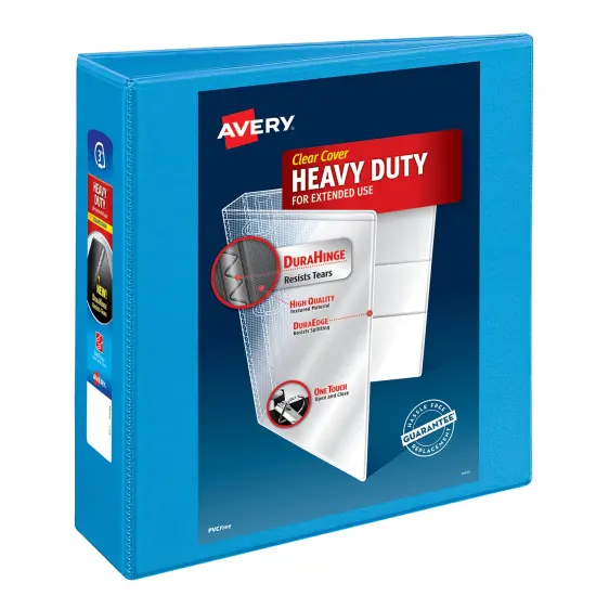 Avery Nonstick Heavy-Duty View 3 Ring Binder, 3" One Touch Slant Rings, 1 Light Blue Binder (05601) {1}