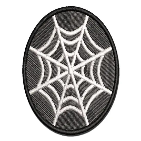 Spider Web Multi-Color Embroidered Iron-On or Hook & Loop Patch Applique {1}