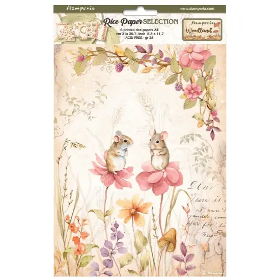 Stamperia Assorted Rice Paper A4 6/Sheets-Woodland {1}