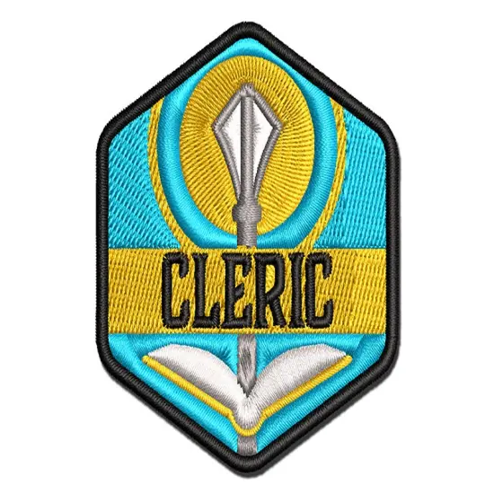 RPG Class Cleric Games Fantasy Gaming Multi-Color Embroidered Iron-On or Hook & Loop Patch Applique {1}
