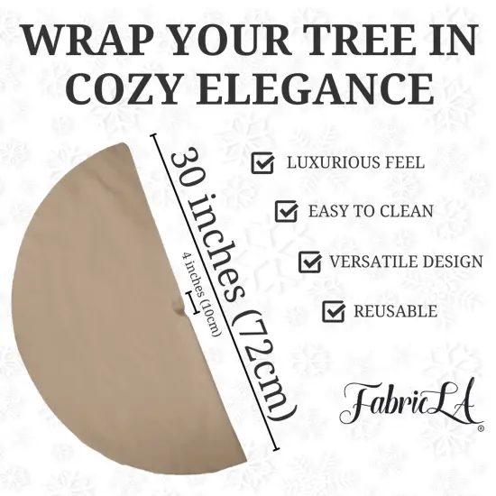 FabricLA 30" Beige Faux Fur Christmas Tree Skirt - Fluffy Plush Tree Skirt (72cm) for Holiday Decorations {3}