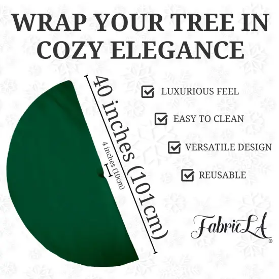 FabricLA 40" Kelly Green Faux Fur Christmas Tree Skirt - Fluffy Plush Tree Skirt (101cm) for Holiday Decorations {3}