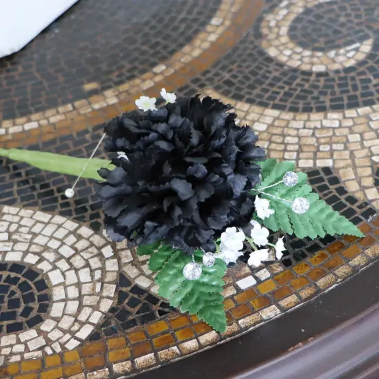 Black Carnation Picks: Set of 100, 5" Long, 3.5" Wide, Silk Flowers by Floral Home&reg;, Floral Home by Artificial Flowers {5}