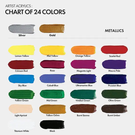 ARTIFY Acrylic Paint, Set Of 24 Color (1.29 oz, 38ml) with a storage box, Rich Pigments, Non Fading, Non Toxic Paints for Artist, Hobby Painters & Kids, Art Supplies for Canvas Painting {3}