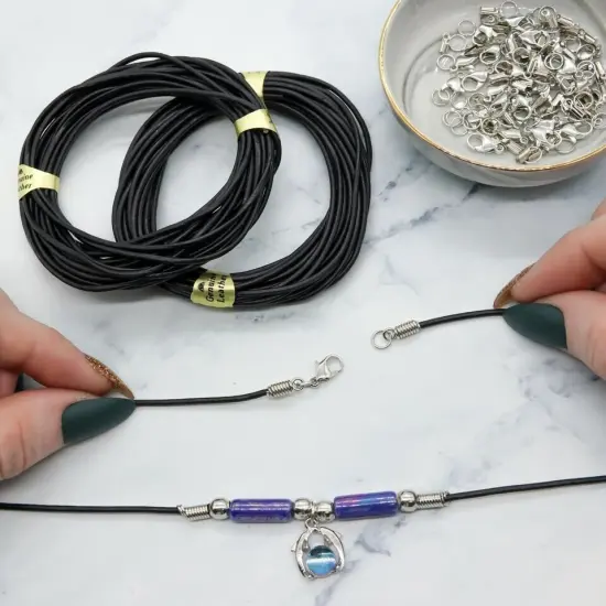 10 Meters Genuine Leather Cord for Jewelry Making and 124 PCS Jewelry Findings {3}