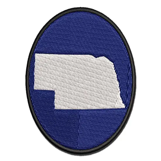 Nebraska State Silhouette Multi-Color Embroidered Iron-On or Hook & Loop Patch Applique {1}