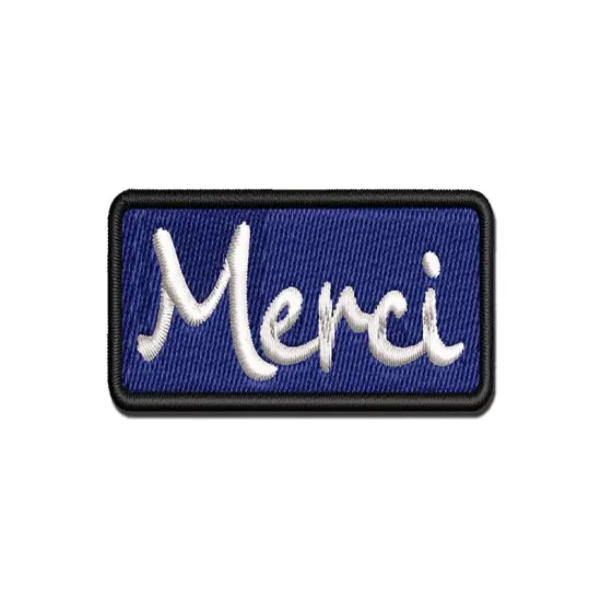 Merci Thank You French Multi-Color Embroidered Iron-On or Hook & Loop Patch Applique {1}