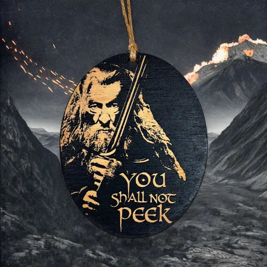 Ornament - You Shall Not Peek - Black Painted Wood 4x3in {3}