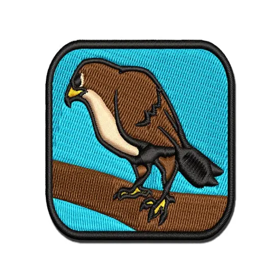 Standing Hawk Falcon Bird of Prey Multi-Color Embroidered Iron-On or Hook & Loop Patch Applique {1}