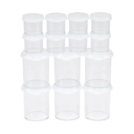 Creative Mark Assorted Pack of 14 Storage Cups - 8 Small 10 ml & 6 Large 45 ml Durable Clear Plastic Paint Containers with Lids for Artists, Students, Professionals {1}