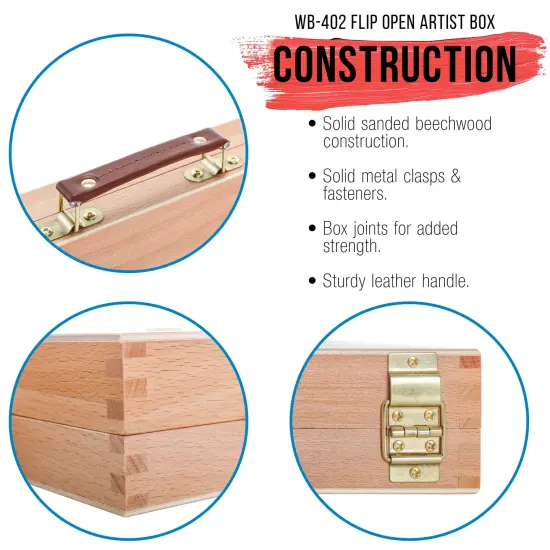 Wooden Flip Opening Artist Brush & Tool Box {5}