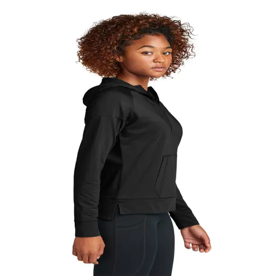 Sport-Tek&reg; Ladies Stretch 1/2-Zip Hoodie Black {5}