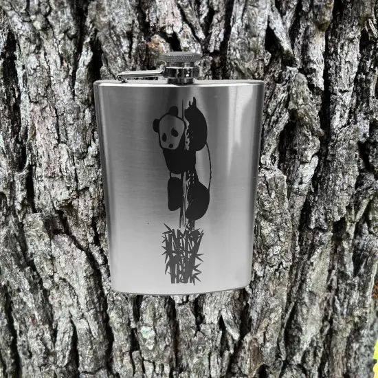 8oz Panda Stainless Steel Flask {2}