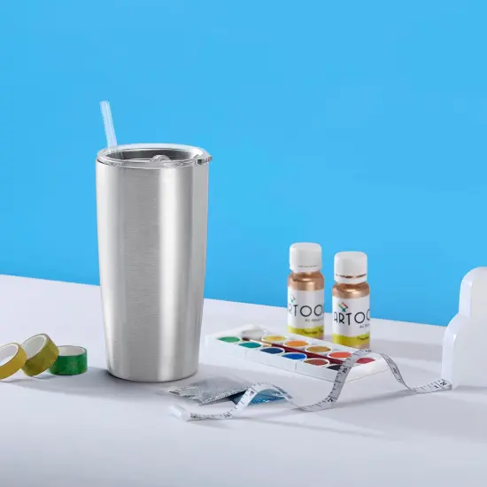 Makerflo 20 oz Curve Stainless Steel Tumbler Pack of 25 with Lid & Straw | Craft-Ready for DIY Gifts & Personalization (Epoxy, UV DTF, Vinyl, and Laser Engraving) - Not for DTF {3}