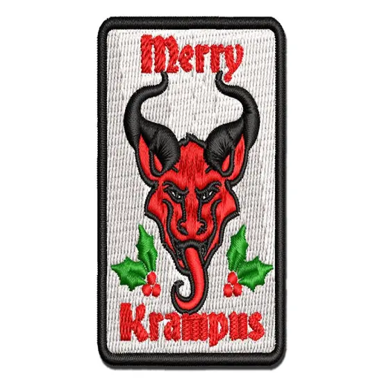 Merry Krampus Christmas Folklore Multi-Color Embroidered Iron-On or Hook & Loop Patch Applique {1}
