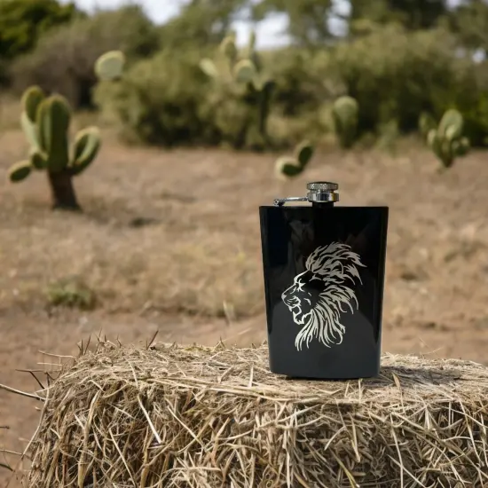 8oz BLACK Lion Flask {6}