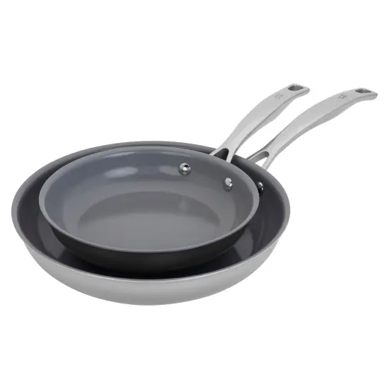 Henckels Clad H3 2-pc Stainless Steel Ceramic Nonstick 8-in & 10-in Fry Pan Set {1}