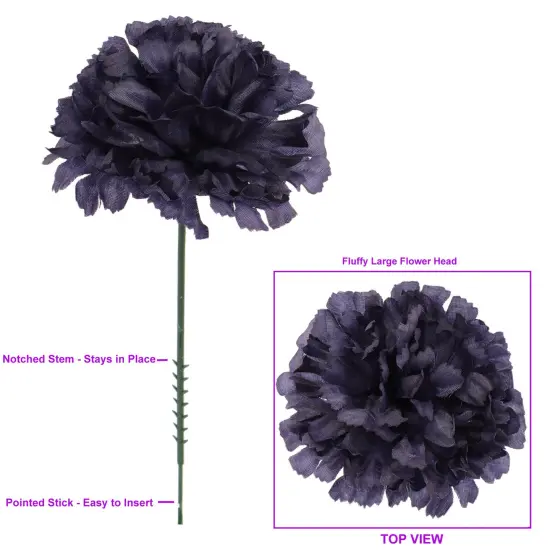 100-Pack Navy Blue Carnation Picks with 5-Inch Stems and 3.5-Inch Blooms, Elegant Floral Accents for Weddings, Events, and Everyday Decor, Floral Home by Artificial Flowers {2}