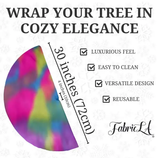 FabricLA 30" Pastel Patch Faux Fur Christmas Tree Skirt - Fluffy Plush Tree Skirt (72cm) for Holiday Decorations {3}