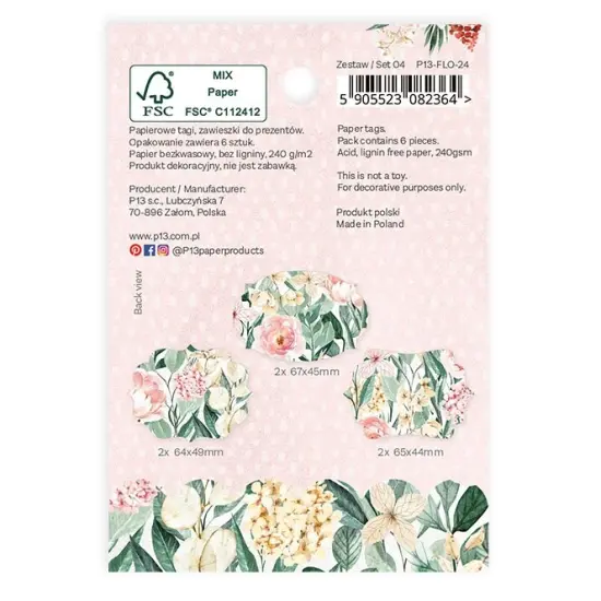 Flowerish Double-Sided Cardstock Tags 6/Pkg-#04 {3}