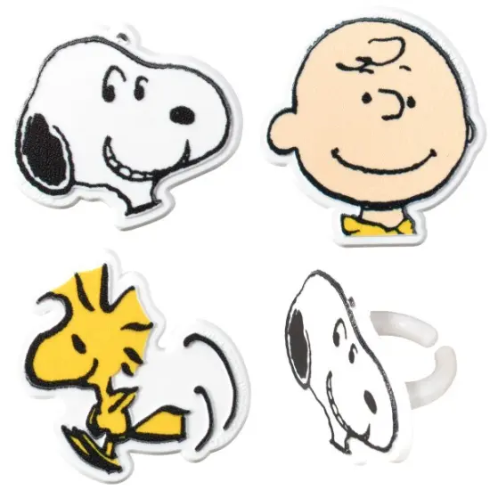 Peanuts Snoopy, Charlie Brown, and Woodstock Cupcake Rings 24ct {1}