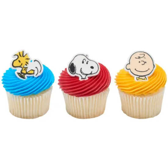 Peanuts Snoopy, Charlie Brown, and Woodstock Cupcake Rings 24ct {3}