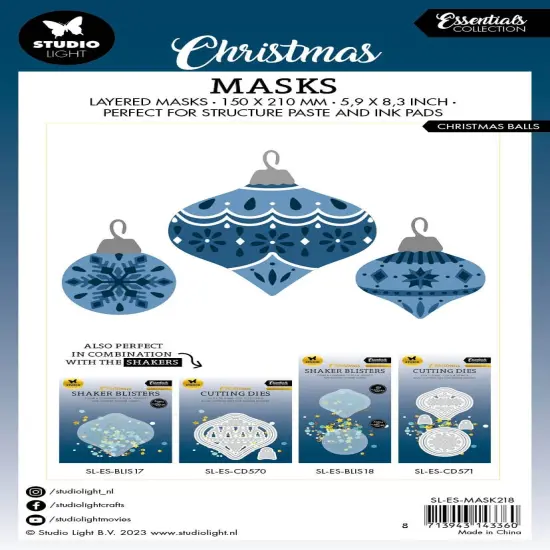 Studio Light Essentials Stencil 5.90"X8.25"-Nr. 218, Christmas Balls {3}