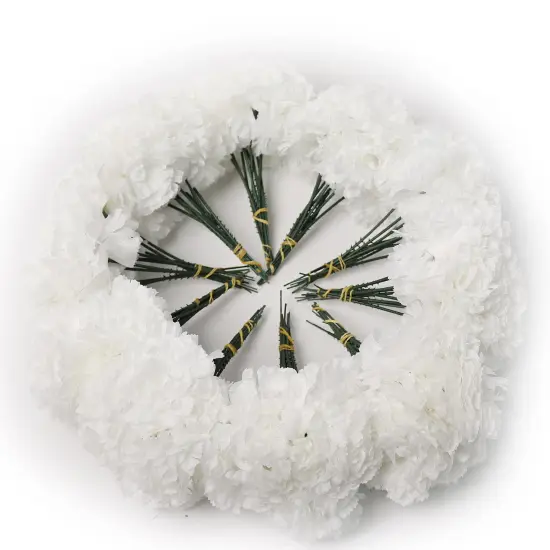 200-Pack: White Carnation Picks, 5" Stems, 3.5" Wide, Floral Home by Artificial Flowers {3}