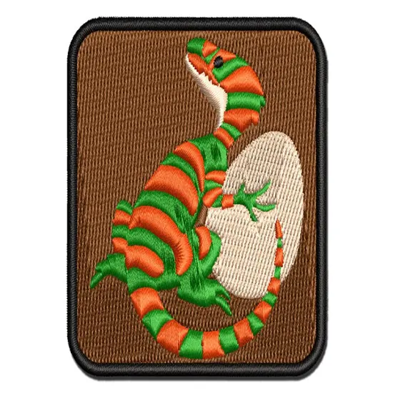 Small Dinosaur with Egg Multi-Color Embroidered Iron-On or Hook & Loop Patch Applique {1}