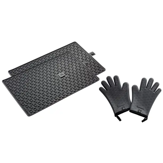 ZWILLING BBQ+ 3-pc Silicone Grill Mat & Gloves Set {1}