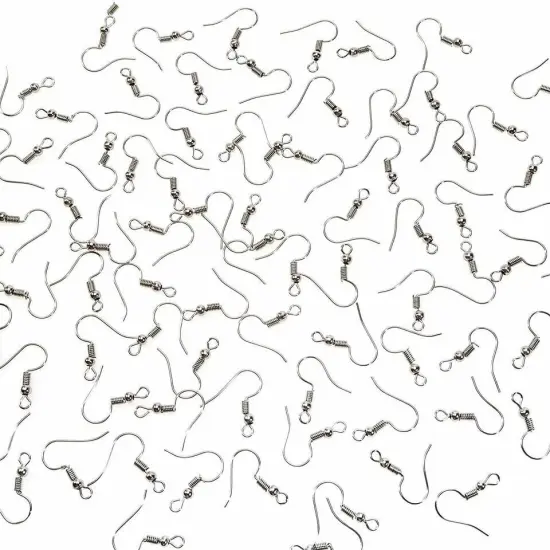 DIY JEWELRY Making Findings Earring Hook Coil Ear Wire French Hook Platinum {1}