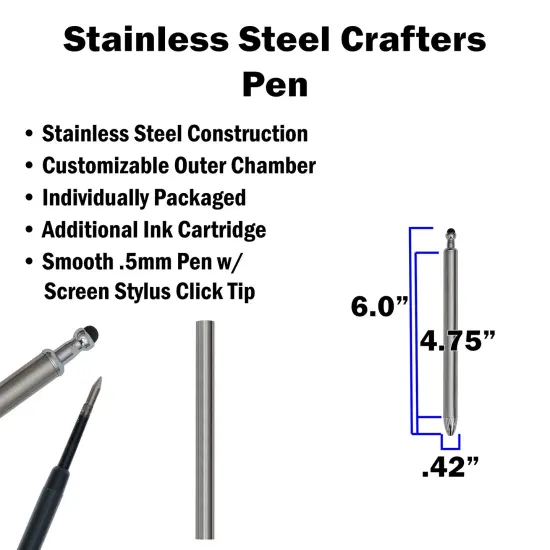 Makerflo 12 Pieces Craftable Stainless Steel Pens and Blanks for Epoxy, Vinyl, and Hydro-Dipping DIY Projects - Black Ink Gel Pens for Crafting & Gifting - Not for sublimation {6}