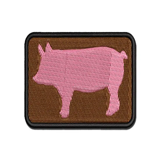 Solid Pig Farm Animal Multi-Color Embroidered Iron-On or Hook & Loop Patch Applique {1}