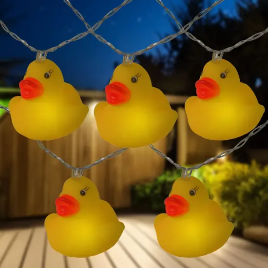 Kurt Adler Rubber Ducky Christmas Light Set - 6-ft Clear Wire - 10ct Yellow {1}