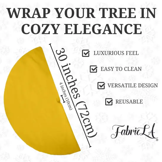 FabricLA 30" Golden Yellow Faux Fur Christmas Tree Skirt - Fluffy Plush Tree Skirt (72cm) for Holiday Decorations {3}