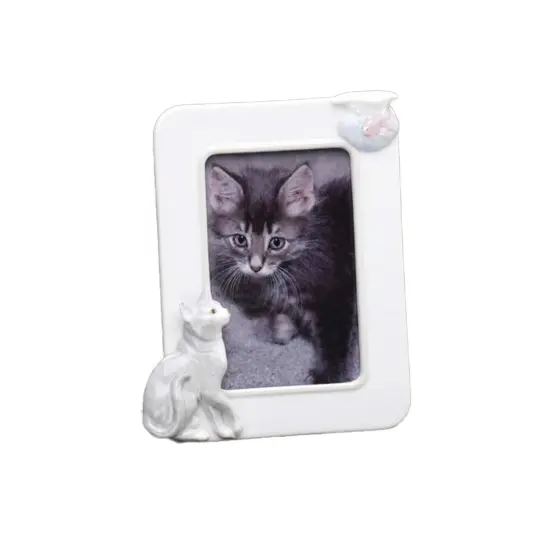 Roman Cat and Fish Bowl Porcelain Photo Frame - for 4" x 6" Photo - White {4}