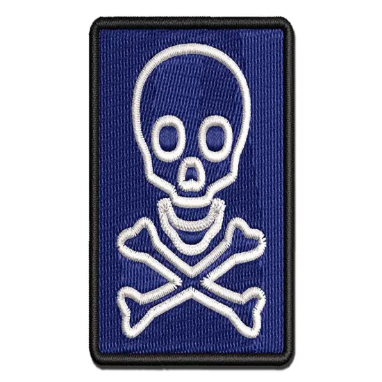 Skull and Crossbones Outline Multi-Color Embroidered Iron-On or Hook & Loop Patch Applique {1}