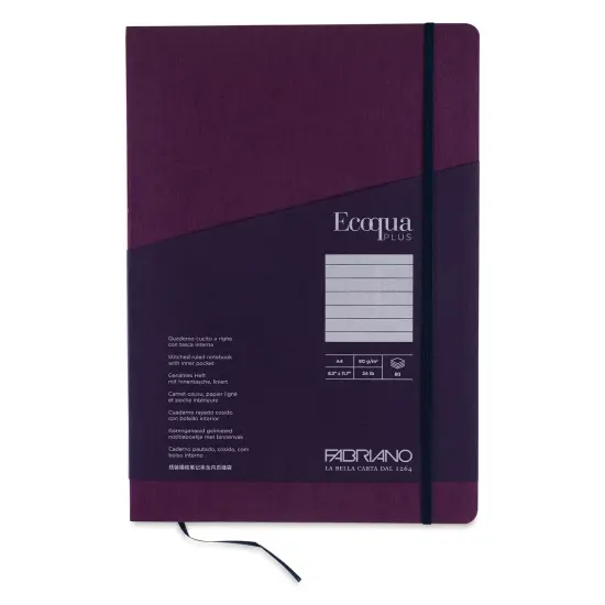 Fabriano EcoQua Plus Stitch-Bound Notebook - Wine, 8-1/4" x 11-3/4", Lined {1}