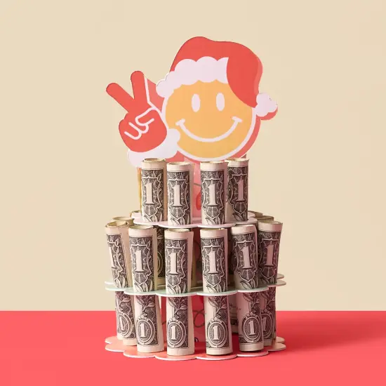 Big Dot of Happiness Groovy Christmas - DIY Pastel Holiday Party Money Holder Gift - Cash Cake {3}