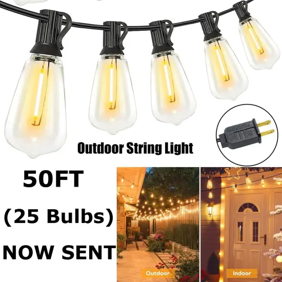 100FT Outdoor String Lights for Patio Waterproof Connectable ST38 LED Light {3}