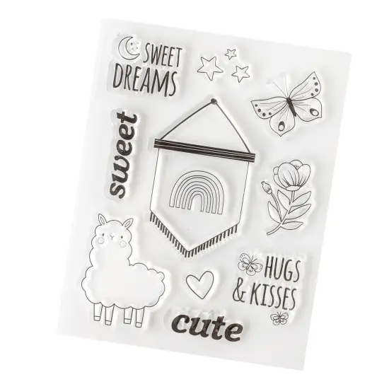 American Crafts Hello Little Girl Mini Stamp Set-11/Pkg {5}