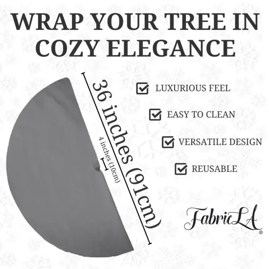 FabricLA 36" Dark Grey Faux Fur Christmas Tree Skirt - Fluffy Plush Tree Skirt (91cm) for Holiday Decorations {3}