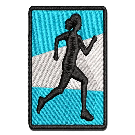 Woman Running Marathon Cardio Exercise Multi-Color Embroidered Iron-On or Hook & Loop Patch Applique {1}