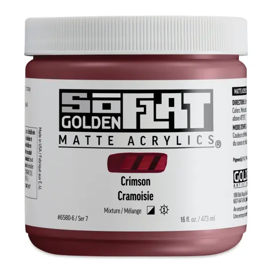 Golden SoFlat Matte Acrylic Paint - Crimson, 473 ml, Jar {1}
