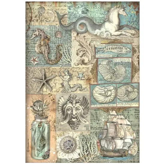 Stamperia Assorted Rice Paper A4 6/Sheets-Songs Of The Sea {7}